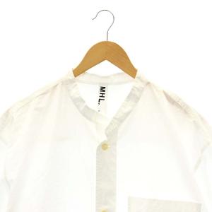 MHL. 22SS COTTON RAMIE POPLIN 半袖シャツ バンドカラー L 白 ホワイト /DF OS