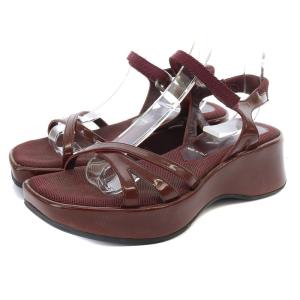 スクエアトゥ プラットフォーム ストラップサンダル 36.5 23.5cm ボルドー /SR2 SH