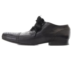 Tao グログランレースアップスクエア レザーシューズ 24cm 黒 ブラック