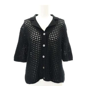 23SS POLISHED TWIST SURUNKEN CAMP SH ニット カーディガン 半袖 S 黒 ブラック
