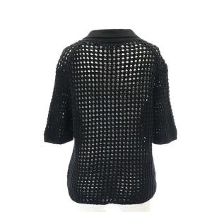 Theory 23SS POLISHED TWIST SURUNKEN CAMP SH ニット カーディガン 半袖 S 黒 ブラック