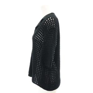 Theory 23SS POLISHED TWIST SURUNKEN CAMP SH ニット カーディガン 半袖 S 黒 ブラック