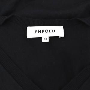 ENFOLD シルクコットン アシンメトリー Vネックニット カットソー 長袖 ワイド 38 黒 ブラック