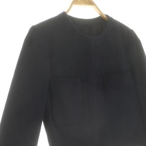 ANAYI ノーカラージャケット 背抜き ポケット 38 濃紺 ダークネイビー