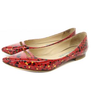 東京ミッドタウン限定 ANELLI レッドポロックグリッター フラット パンプス ポインテッドトゥ 37.5