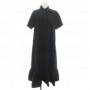 22SS ヘムフリルシャツドレス ワンピース ロング 半袖 ティアード 34 黒 ブラック 22MMSOP02