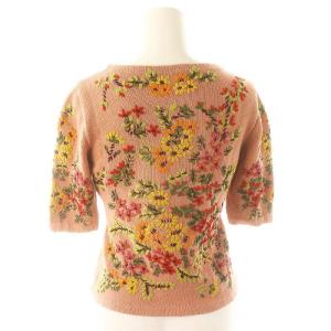 SYBILLA 花柄 五分袖 ニット カットソー 刺繍 40 ピンク マルチカラー