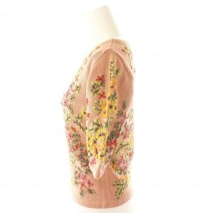 SYBILLA 花柄 五分袖 ニット カットソー 刺繍 40 ピンク マルチカラー