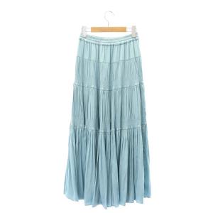 GRACE CONTINENTAL シャーリングティアードスカート ロング 36 S ブルーグレー