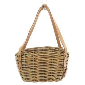 ebagos 小振りバッグ ブライドルレザー 紅籐 ハンドバッグ かごバッグ 茶色 ブラウン