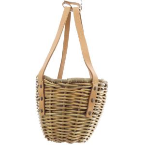 ebagos 小振りバッグ ブライドルレザー 紅籐 ハンドバッグ かごバッグ 茶色 ブラウン