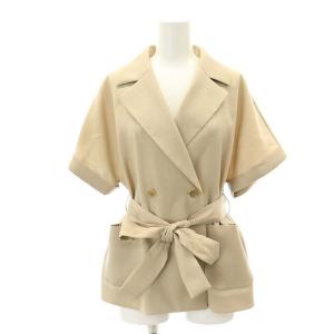24SS ストレッチツイルフレンチスリーブジャケット テーラード 半袖 34 XS ベージュ /AT OS