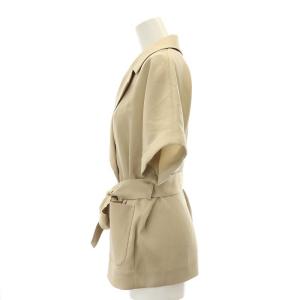 ANAYI 24SS ストレッチツイルフレンチスリーブジャケット テーラード 半袖 34 XS ベージュ /AT OS