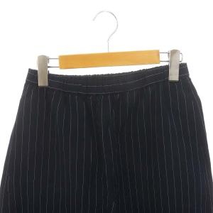 ENFOLD ピンストライプコクーンワイドトラウザーズ パンツ イージー リネン 38 紺 白 ネイビー ホワイト