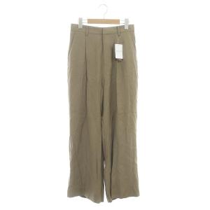 24SS washable linen混 ハイウエストパンツ ワイドパンツ タック リネン混 40 茶色