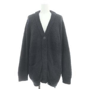 gelato pique セットアップ 上下 ふわもこ ニット カーディガン 長袖 Vネック ワイドパンツ イージー ロゴ刺繍 F チャコールグレー