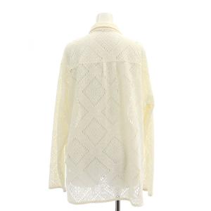 Spick&Span 23AW レースシャツ 長袖 オーバーサイズ シースルー 比翼ボタン オフホワイト