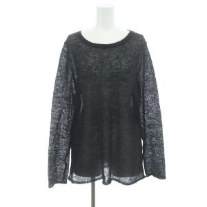 モヘア混 ニット 薄手 セーター 長袖 プルオーバー ウール混 3 L 黒 ブラック