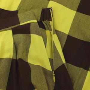 Spick&Span ブロックチェックタックフレアースカート ロング 38 黄 茶 イエロー ブラウン