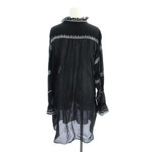 ISABEL MARANT ETOILE 刺繍 チュニックシャツ 長袖 38 黒 白 ブラック ホワイト
