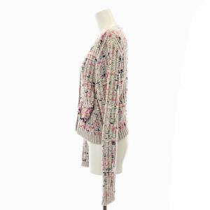 Chesty ツイードライクニットジャケット ノーカラー ウール混 F ライトグレー ピンク 青