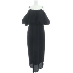 24SS ボリューム袖ワンピース ロング 半袖 紺 ネイビー /DO OS