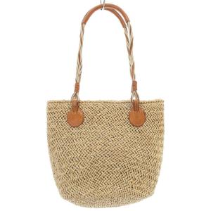 編み込み ラフィアバッグ ハンドバッグ かごバッグ べージュ 茶色 ブラウン /SR26