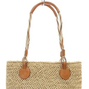 genten ゲンテンカゴバッグ ハンドバッグ ラフィア×牛革 フィオリーレ