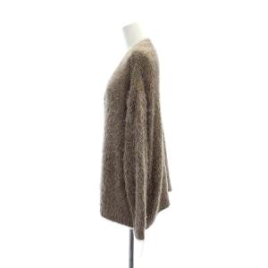 SNIDEL 24AW シャギーラメカーディガン ニット 長袖 Vネック モヘヤ混 F モカ ゴールド色