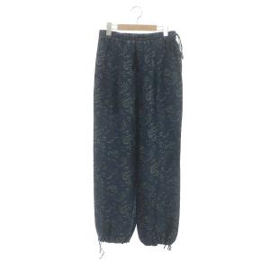 エアリー ジャガード ドローコードヘムパンツ ジョガーパンツ ワイドパンツ ペイズリー柄 F 紺 ネイビー マルチカラー