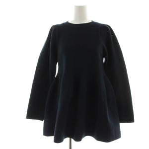 CELFORD 23AW ペプラムニットSETUP セットアップ 上下 2点セット チュニック 長袖 パンツ イージー 36 紺 ネイビー