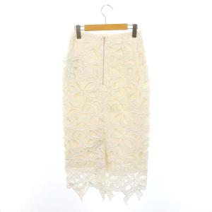 CELFORD 23SS リボンレースタイトスカート ロング タック 36 白 ホワイト