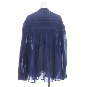 ISABEL MARANT ETOILE Plalia Blouse プリーツブラウス 長袖 シアー 34 青 ブルー /DO OS