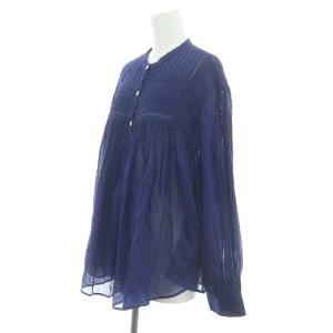 ISABEL MARANT ETOILE Plalia Blouse プリーツブラウス 長袖 シアー 34 青 ブルー /DO OS