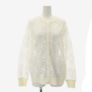 レースカーディガン 長袖 クルーネック L 白 ホワイト /AT OS