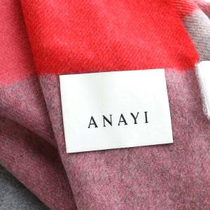 ANAYI 23AW ストール マフラー カシミヤ ブロックチェック 赤 レッド ピンク グレー