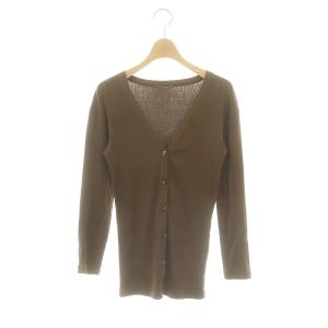 RIB カーディガン ニット 長袖 Vネック リブ カーキブラウン