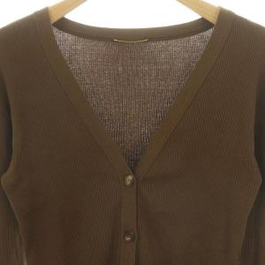Deuxieme Classe RIB カーディガン ニット 長袖 Vネック リブ カーキブラウン