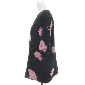 N°21 フラワー柄トップス カットソー 花柄 五分袖 38 黒 ブラック ピンク