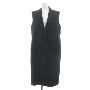ウール混ベストPコート ジレ ロング 1 S 黒 ブラック /SY OS