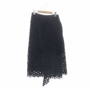 N°21 カットワークレーススカート ロング フレア 星 38 黒 ブラック