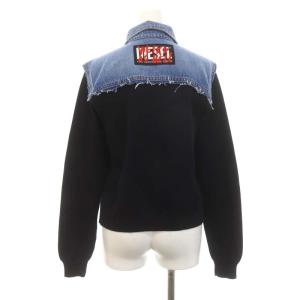 DIESEL M-ROSEデニムジャケット 切替 ニット S 青 黒 ブルー ブラック