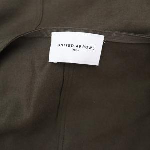UNITED ARROWS W/SMT フレア ジャンパースカート ロング ワンピース ノースリーブ ウール Vネック カットオフ 38 カーキ