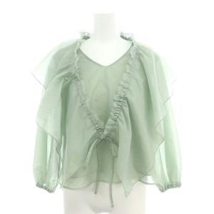 24SS マルチWAYオーガンブラウス 長袖 Vネック プルオーバー 1 ミントグリーン /DO OS