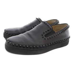 Christian Louboutin PIK BOAT スタッズ スリッポン レザー 41.5 26.5cm 黒 ブラック