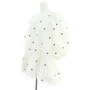 Chesty × ザハニー THEHANY 23AW ハートトップス ブラウス 七分袖 ボリュームスリーブ 刺繍 1 白 ホワイト 黒 ブラック