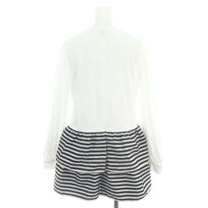 BORDERS at BALCONY BORDER TIERED TOP カットソー チュニック丈 長袖 ボーダー ティアード 切替 38 白 黒 ホワイト ブラック