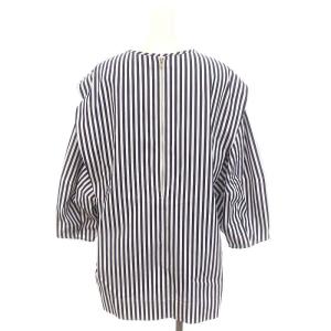 UNITED ARROWS 24SS タックパフスリーブブラウス 七分袖 チュニック 紺 ネイビー 白 ホワイト