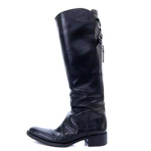 SARTORE ジョッキーブーツ ロング ハイヒール バッククロスベルト レザー 37 24cm ダークブラウン