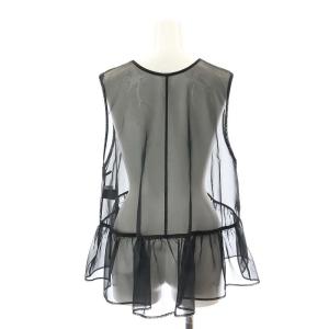 UNITED ARROWS オーガンジー ギャザー ベスト 2WAY プルオーバー シアー シースルー F 黒 ブラック